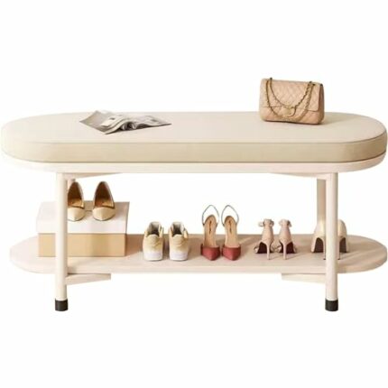 N/A Entryway Shoe Leather Bench, End of Bed Bench with Storage and Seating, Bench for Indoor End of Bed Living Room Dorm,A,80cm