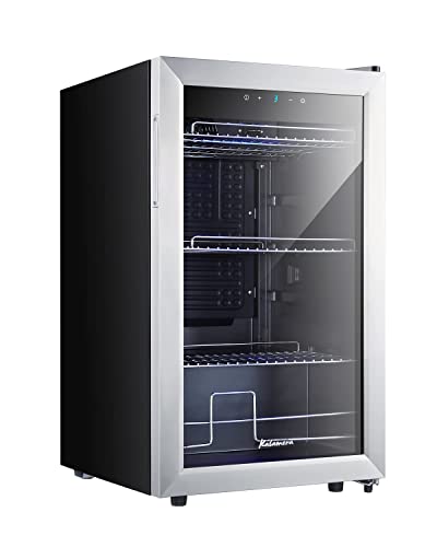 Kalamera Beer Fridge, 68L Freestanding Drinks Fridge with Glass Door, Digital Touch Control, Stainless Steel, KRC-70BV
