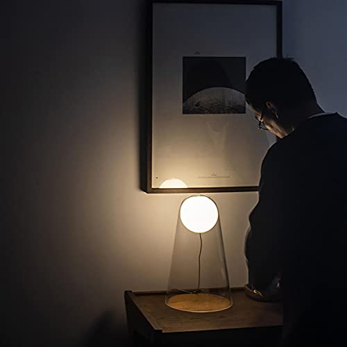 ALREMO HUANGXING - Bedside Table Lamp with Glass Lampshade, Modern Nightstand Desk Lamp, Decorative Desk Lamp for Bedroom, Living Room, Childrens