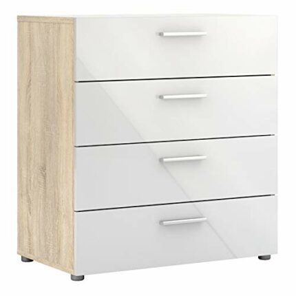 Furniture To Go | Pepe Chest of 4 Drawers in Oak with White High Gloss