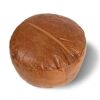 Woodland Leather Tan Morrocon Style Pouffe 17.5" Diam, Genuine Leather Designer Bean Bag Chair (Stuffed-1Piece, Tan)