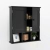 TaoHFE Black Bathroom Cabinet,Bathroom Wall Cabinet 2 Door Adjustable Shelves,Over The Toilet Storage Cabinet,Black Bathroom Cabinet Wall Mounted