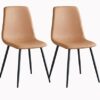dining chair Kitchen Dining Room Furniture Chairs Set Of 2 Dining Chairs with Metal Feet and Backrest PU Leather, Waterproof Leisure Chairs for L