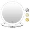 FASCINATE Rechargeable Makeup Mirror with Light 3 Modes Lighting Colours, 72 LED Table Mirror, Wall Magnification, 1 x 10 x Magnification, Double