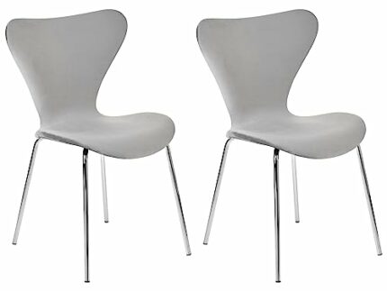Set of 2 Dining Chairs Light Grey with Silver Polyester Velvet Armless Iron Legs Boonville