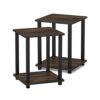 Furinno Simplistic 2-Pack End Table, Side Table, Nightstand, Columbia Walnut/Black