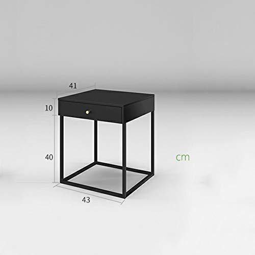 LUKEO Metal Bedside Table Bedroom Dining Table Furniture, Bedroom Furniture White Square Steel Bedside Table