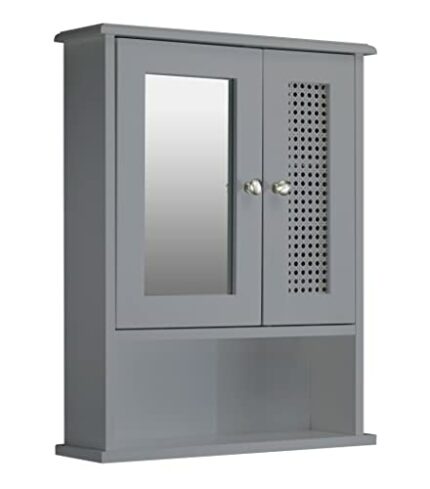 House and Homestyle Mirrored Cabinet, Grey, H60cm x W48cm x D13cm