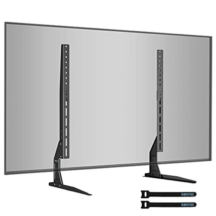 BONTEC Universal Table Top TV Stand Pedestal for 22-65 inch LCD/LED/OLED/Plasma TVs, Replacement TV Stand Legs for Screen Monitor Riser, Securely