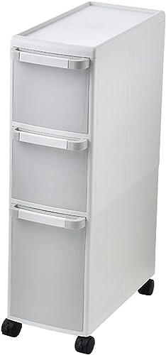 OPSREY Small Bathroom Storage Corner Floor Cabinet, Narrow Bath Sink Organizer with Drawers and Casters, Toilet Paper Organizer Cabinet