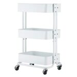 QUANJJ 3 Tier Rolling Cart With Wheels Metal Utility Cart Storage Organizer Trolley Cart For Kitchen Bathroom (Color : Wit, Size : 1pcs)