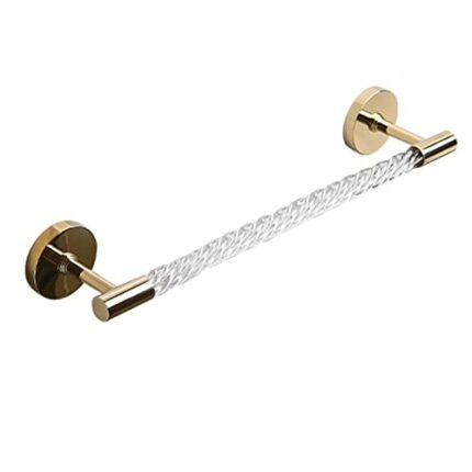 Towel Rail Self Adhesive Towel Holder Wall Mounted Towel Shelf No Drilling Rust-Proof copper/acrylic for toilets,30cm