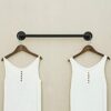 BSTKEY Vintage Industrial Pipe Towel Holder - Wall Mounted Retro Metal Towel Rack Bar Hanging Bathrobe Holder Hanger, Bathroom Accessories, Black