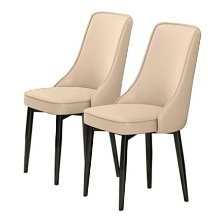 Kitchen Dining Room Furniture Chairs Modern Dining Chairs Set Of 2 PU Leather High Back Padded Soft Seat Carbon Steel Legs for Lounge Dining Kitc