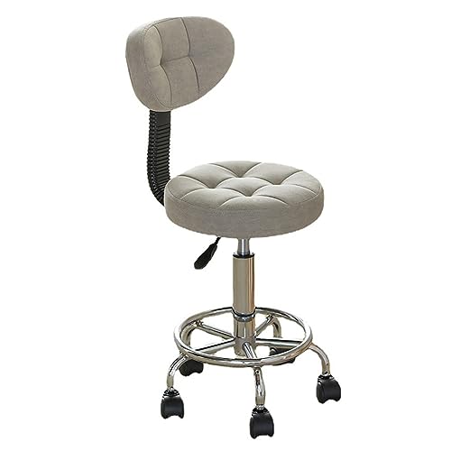 360° Swivel Barstools, Height Adjustable Counter Height Bar Chairs, with Back & Footrests & Quiet Casters, for Home Bar,Grey