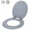 B&K Grey MDF Antibacterial Adjustable Hinges Toilet Seat has a Tongue and Groove Effect. Soft Close Hinges Simple Groove Lines Toilet Seat.(37.3x