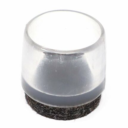 Adsamm® / 16 x Leg tips with felt for round tubes | ø for round tubes 0.67 - 0.71 '' (17 - 18 mm) | trasparente | round | outer caps with felt fo