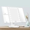MIQU Makeup Mirror with lights,Magnifying Lighted Led Mirror, Tri-Fold 1/2/3X Magnification,Free Standing Mirror for Bathroom Counter top, Dressi