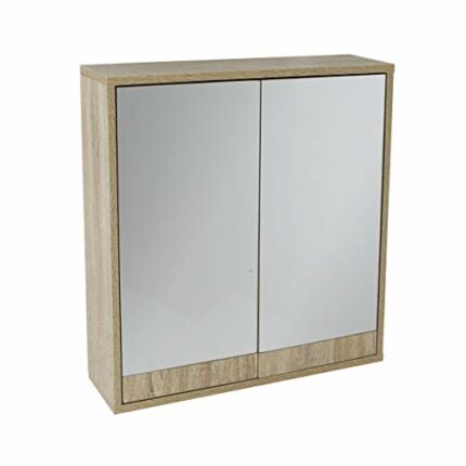 House & Homestyle Double Mirrored Door Cabinet, Brown, 60H x 60W x 15D