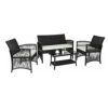 WODMB Rattan Garden Furniture Outdoor 4pcs Patio Sofa Set chairs Table w/Beige Cushion (Color : A, Size : One size)