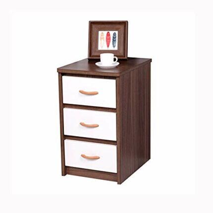 N/A Wood Grain Three-drawer Design Bedside Table，Mini Minimalist Children's Bedside Table