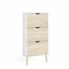 TJLSS 3-Drawer Shoe Accent Cabinet Oak Structure Shoe cabinet Home hallway shoe storage Shoe rack organizer