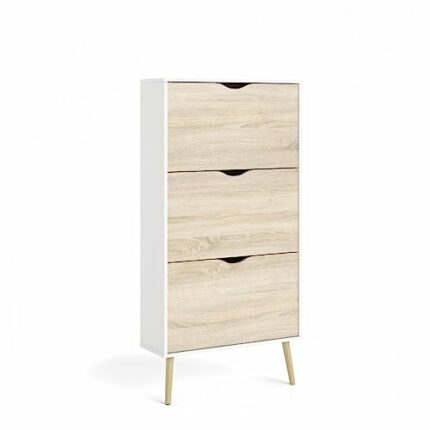 TJLSS 3-Drawer Shoe Accent Cabinet Oak Structure Shoe cabinet Home hallway shoe storage Shoe rack organizer