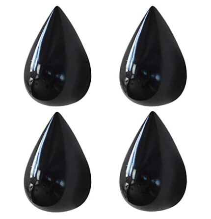 MARGUERAS 4pcs Water Drop Shaped Minimalist Design Decorative Creative Wall Mounted Coat Hat Hanger Hook (Black)
