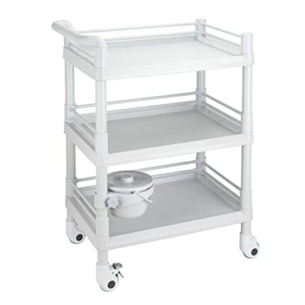 Rolling Utility Cart,3-Tier Esthetician Cart with Wheels,Qiwey Medical Utility Cart for Beauty Salon SPA Commercial Hospital Office Lab Cart Whit