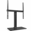 FITUEYES Universal TV Stand for 27-55 Inch TV, Height Adjustable & 10° Horizontal Adjustable Table Top TV Stand with 8mm Glass Base, Pedestal TV