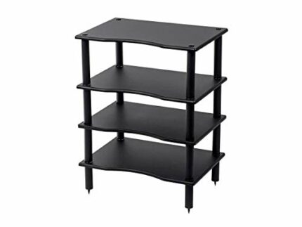 Monolith 4 Tier/Shelf Audio Stand - Black | Open Air Storage, Modular Design, Sturdy, Compatible with Bose, Polk, Sony, Yamaha, Pioneer and Other