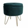 ASPECT Elenore Storage Hairpin Legs/Dressing Stool (Dark Grey/Gold), Wood, 41(L) x41(W) x45.5(H) cm