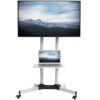 VIVO Mobile TV Cart for 32 to 83 inch Screens up to 50 kg, LCD LED OLED 4K Smart Flat and Curved Panels, Rolling Stand with Laptop DVD Shelf, Loc