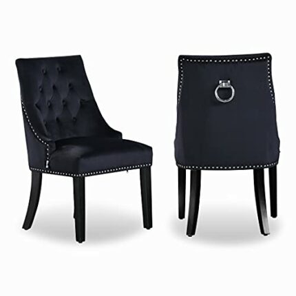 Life Interiors Classic and Modern Windsor Velvet Dining Chair, Black