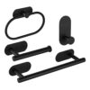 ROSEBEAR Wall Mounted Towel Rail, 4Pcs Matte Black Towel Bar Set, Bathroom Towel Rack Set, Includes Hand Towel Bar, Towel Ring, Towel Hook, Toile
