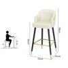 26 Inch High Leather Barstools Set of 2 Kitchen Island Bar Chairs Counter Height Upholstered with Nailheads and Gold Tipped Black Metal Legs, Lei