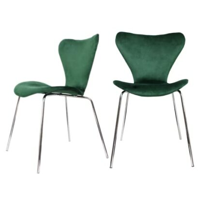 U2PICK Dining Chairs Velvet Dining Chairs Upholstered Fabric Padded Seat with Chrome Legs, Stackable, Lightweight Armless Reception Chairs for Ki
