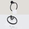 Stainless Steel Black Towel Ring and Toilet Paper Holder, 2 Pcs Bathroom Black Hand Towel Holder Wall Mounted and Towel Ring (Matte Black)