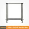 mahara Black Glass End Table Side Table Coffee Table, Square, 45cm x 45cm, for Living Rooms, Lounges, Study, etc