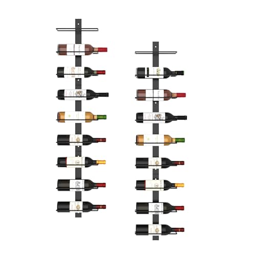 C&AHOME Wall Mounted Wine Rack, 18 Bottle Wall Mounted Wine Rack, Adjustable and Separable Metal Hanging Wine Bottle Holder, Freely Wall Wine Rac