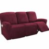 ADAFA Stretch Recliner Chair Covers Sofa Slipcover 2/3 Seater Velvet Washable Non-slip Furniture Couch Cover Protector,Grey,3 Seater