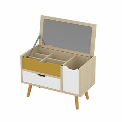 BVDSG Bedroom Flip Dressing Table Nordic Student Dormitory Makeup Dresser Furniture for Cosmetics Storage with Drawer