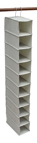 Brilliant Feet G007 - Heavy Duty 10 Shelf Hanging Shoe Organiser - up to 10 Pairs of Shoes - Hangs from the Wardrobe Rail - Robust Oxford Canvas-