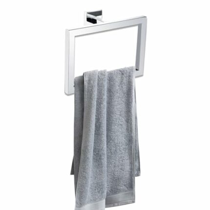 Modern Towel Ring for Bathroom, Chrome Bathroom Towel Holder, Stainless Steel Towel Rack, Square Towel Rail Wall Mounted, 9.3 Inch, Kitchen Towel