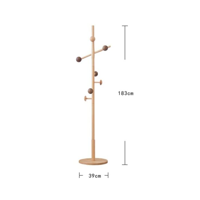 N/A Wooden Coat Hanger Design Floor-to-ceiling Coat Rack Single Pole Standing Bedroom Furniture Floor-to-ceiling Coat Hanger (Color : Argento, Si
