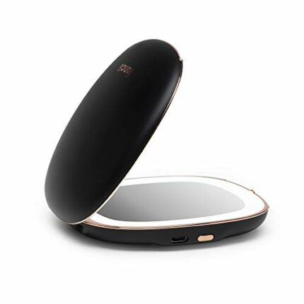 Fancii Rechargeable Compact Magnifying Mirror with Natural LED Lights, 1x/ 10x - Portable Lighted Handheld Makeup Mirror for Travel and Purses, M