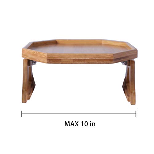 Xchouxer Side Tables Natural Bamboo Sofa Armrest Clip-On Tray, Ideal for Remote/Drinks/Phone
