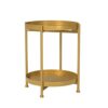 FUNME Folding End Table 2-Tier Metal Round Side Table with Removable Tray for Living Room (Yellow)