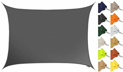 Kookaburra 5m x 4m Rectangle Water Resistant Garden Patio Sun Shade Sail Canopy 96.5% UV Block with Free Rope (Charcoal)