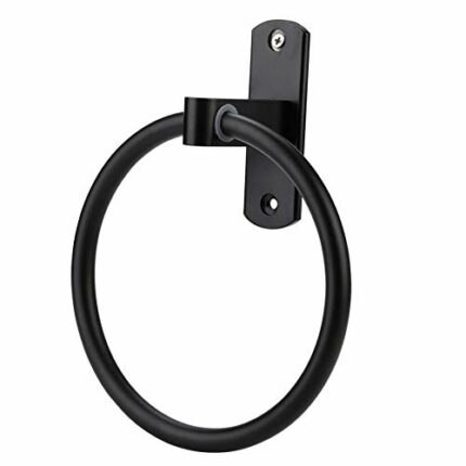 LIUZH Black Towel Holder Towel Ring Round Wall Mounted Towel Rack Towel Shelf Stainless Steel Bathroom Accessories